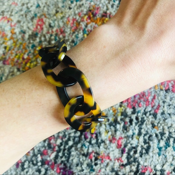 Tortoiseshell Resin Chain Link Toggle Bracelet